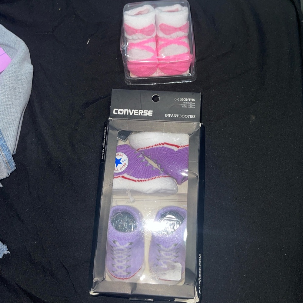 Converse Infant Booties Set - Pink and Purple